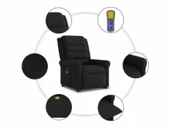 New Sillón de relax | Sillón reclinable de masaje elevable tela SHL7707 Negro