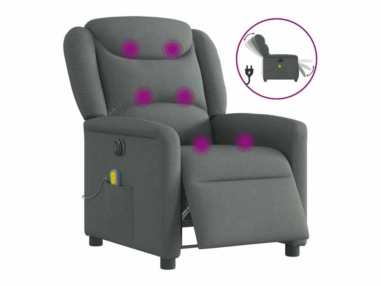 Sale Sillón de relax | Sillón reclinable de masaje eléctrico tela gris oscuro SHL6422 Sillón De Masaje