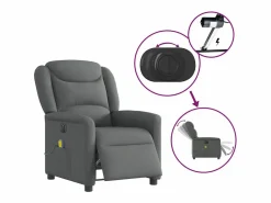 Sale Sillón de relax | Sillón reclinable de masaje eléctrico tela gris oscuro SHL6422 Sillón De Masaje