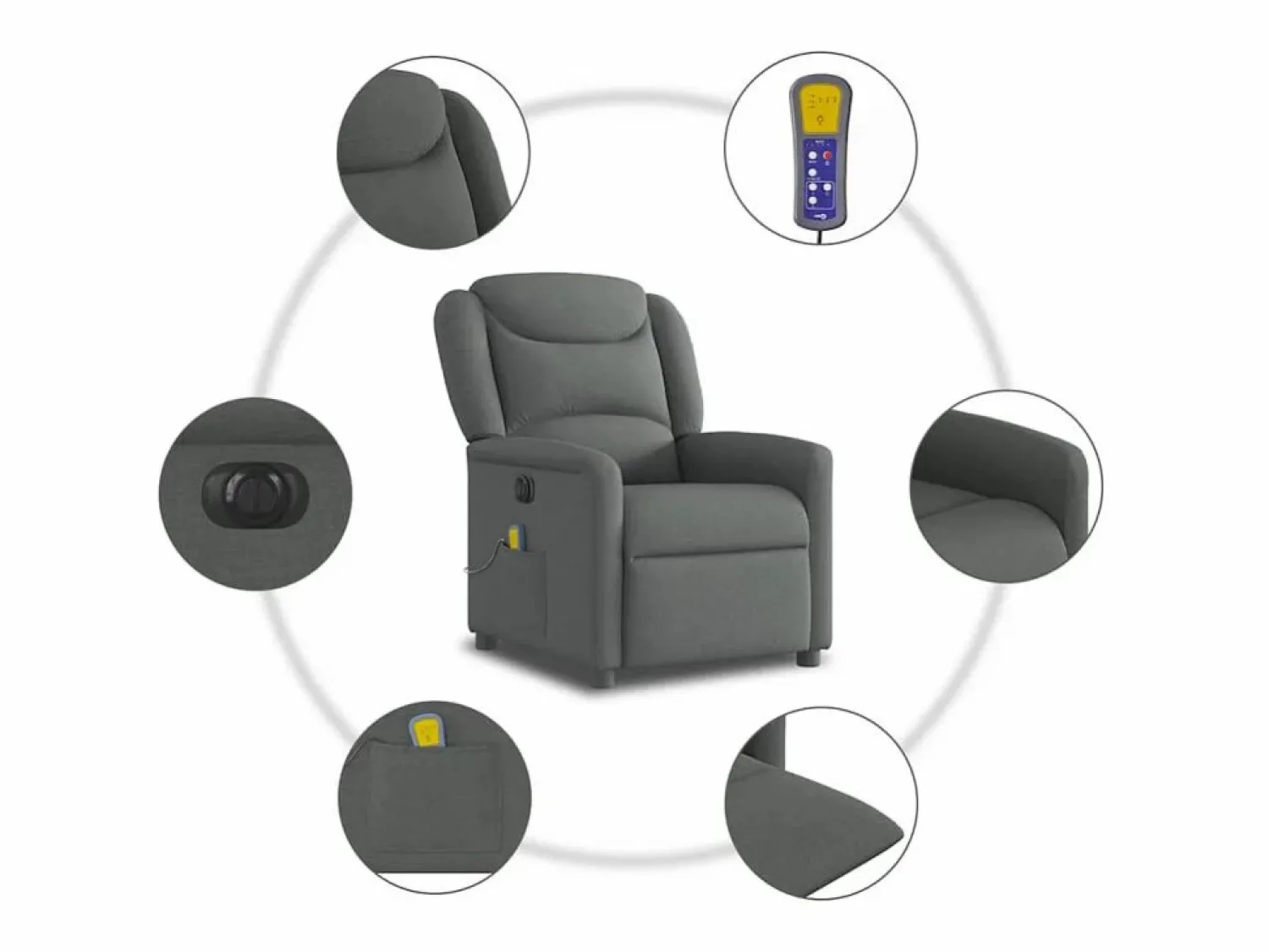 Sale Sillón de relax | Sillón reclinable de masaje eléctrico tela gris oscuro SHL6422 Sillón De Masaje