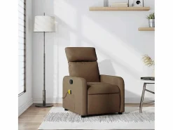 New Sillón de relax | Sillón reclinable con masaje de tela marrón SHL7233 Marru00f3n