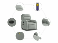Sillón de relax | Sillón reclinable de masaje eléctrico terciopelo claro SHL5120