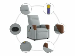 Sale Sillón de relax | Sillón reclinable de masaje de tela claro SHL4744 Gris
