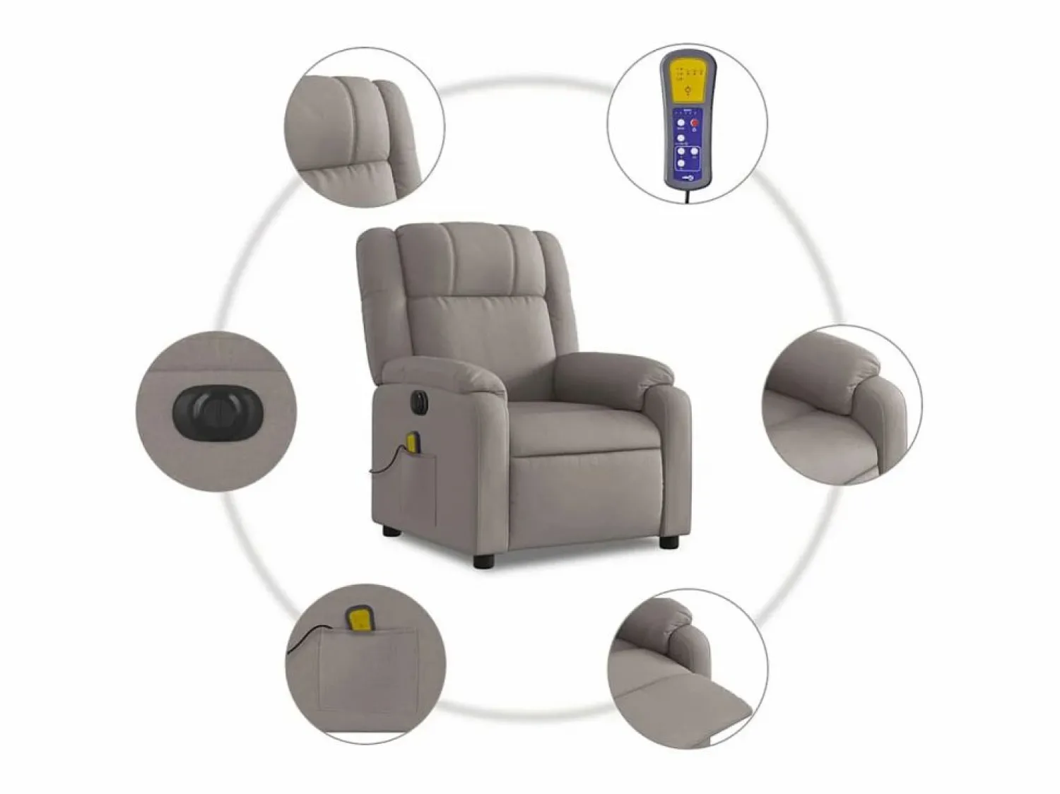 Online Sillón de relax | Sillón reclinable de masaje eléctrico tela gris taupe SHL5001 Sillón De Masaje