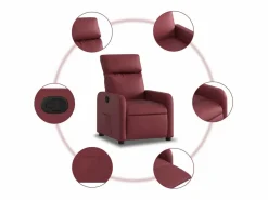 Sillón de relax | Sillón reclinable de cuero sintético tinto SHL6703