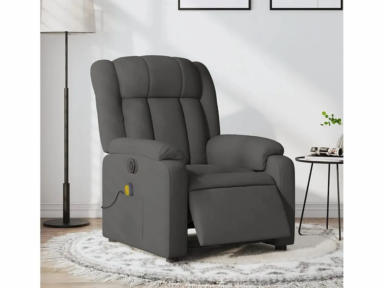 Hot Sillón de relax | Sillón reclinable de masaje eléctrico tela gris oscuro SHL3826 Gris antracita