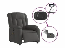 Hot Sillón de relax | Sillón reclinable de masaje eléctrico tela gris oscuro SHL3826 Gris antracita