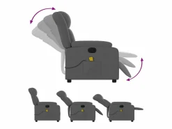 Hot Sillón de relax | Sillón reclinable de masaje eléctrico tela gris oscuro SHL3826 Gris antracita