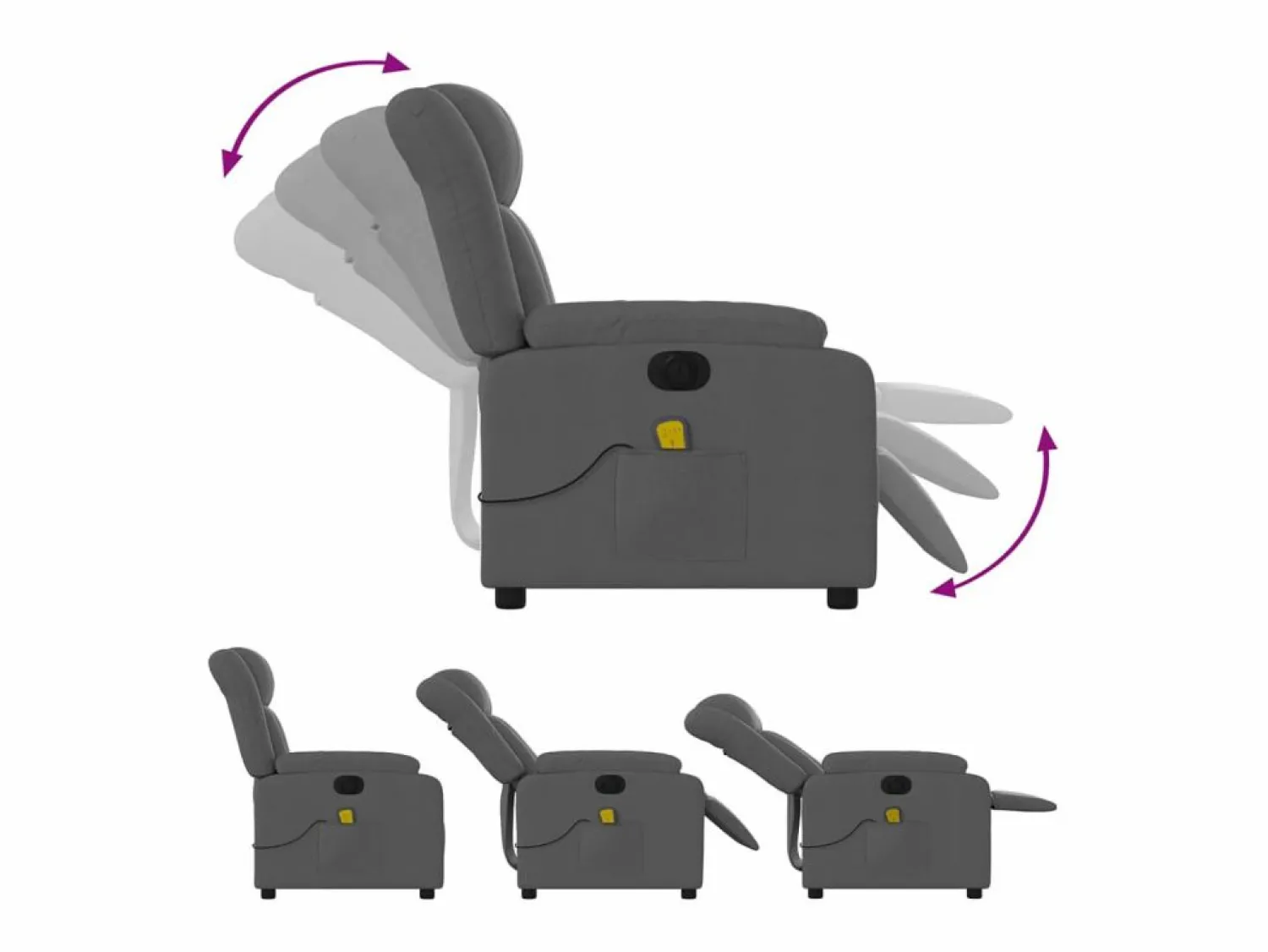 Hot Sillón de relax | Sillón reclinable de masaje eléctrico tela gris oscuro SHL3826 Gris antracita