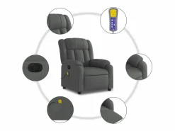 Hot Sillón de relax | Sillón reclinable de masaje eléctrico tela gris oscuro SHL3826 Gris antracita