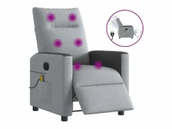 Sillón de relax | Sillón reclinable de masaje eléctrico tela claro SHL3741