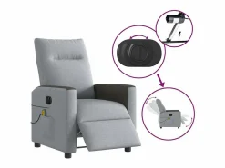 Sillón de relax | Sillón reclinable de masaje eléctrico tela claro SHL3741