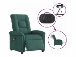 Sillón de relax | Sillón reclinable de masaje eléctrico tela verde oscuro SHL8429