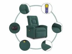 Sillón de relax | Sillón reclinable de masaje eléctrico tela verde oscuro SHL8429