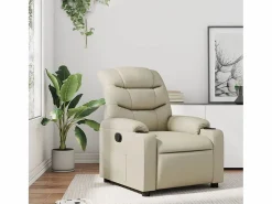 Hot Sillón de relax | Sillón reclinable de cuero sintético SHL8106 Crema