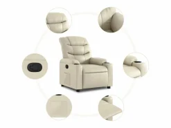 Hot Sillón de relax | Sillón reclinable de cuero sintético SHL8106 Crema