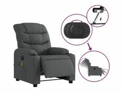 Best Sillón de relax | Sillón reclinable de masaje eléctrico tela gris oscuro SHL5950 Gris antracita