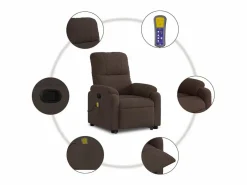 Hot Sillón de relax | Sillón reclinable de masaje elevable tela de microfibra marrón SHL5787 Sillón De Masaje