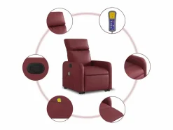 New Sillón de relax | Sillón reclinable de masaje de pie cuero artificial tinto SHL8169 Sillón De Masaje