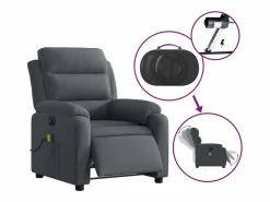 Discount Sillón de relax | Sillón reclinable de masaje eléctrico terciopelo gris oscuro SHL7399 Gris antracita