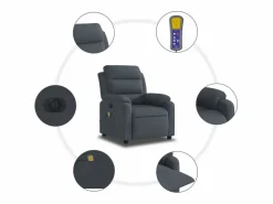 Discount Sillón de relax | Sillón reclinable de masaje eléctrico terciopelo gris oscuro SHL7399 Gris antracita