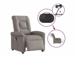 Online Sillón de relax | Sillón reclinable de masaje eléctrico tela gris taupe SHL5811 Topo