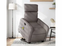 New Sillón de relax | Sillón reclinable de masaje elevable tela gris taupé SHL4808 Topo