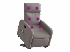 New Sillón de relax | Sillón reclinable de masaje elevable tela gris taupé SHL4808 Topo