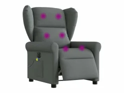 New Sillón de relax | Sillón reclinable de masaje eléctrico tela gris oscuro SHL3450 Gris antracita