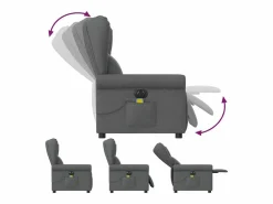 New Sillón de relax | Sillón reclinable de masaje eléctrico tela gris oscuro SHL3450 Gris antracita