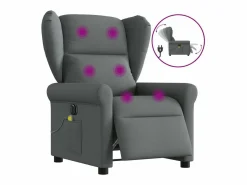 New Sillón de relax | Sillón reclinable de masaje eléctrico tela gris oscuro SHL3450 Gris antracita