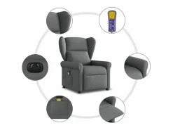 New Sillón de relax | Sillón reclinable de masaje eléctrico tela gris oscuro SHL3450 Gris antracita