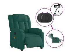 Sillón de relax | Sillón reclinable de masaje eléctrico tela verde oscuro SHL9320