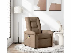 Sillón de relax | Sillón reclinable con masaje de tela marrón SHL7188