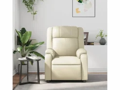 Discount Sillón de relax | Sillón reclinable de masaje cuero sintético SHL3380 Crema