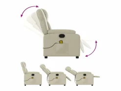 Discount Sillón de relax | Sillón reclinable de masaje cuero sintético SHL3380 Crema