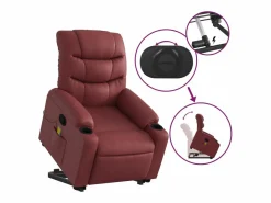 Clearance Sillón de relax | Sillón reclinable de masaje de pie cuero artificial tinto SHL4155 Rojo