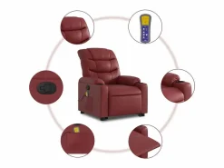 Clearance Sillón de relax | Sillón reclinable de masaje de pie cuero artificial tinto SHL4155 Rojo