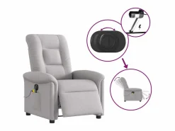 Best Sillón de relax | Sillón reclinable de masaje eléctrico tela nube SHL5607 Gris