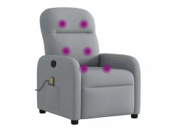 New Sillón de relax | Sillón reclinable de masaje de tela claro SHL2629 Gris