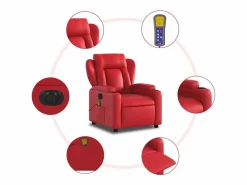 Sillón de salón | Silla | Sillón de masaje reclinable eléctrico de cuero artificial SHL5237 Rojo