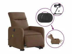 Sillón de salón | Silla | Sillón de masaje eléctrico reclinable elevable tela marrón SHL7849