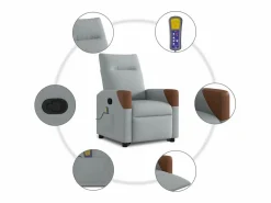 Clearance Sillón de salón | Silla | Sillón de masaje reclinable de pie de tela claro SHL7393 Gris