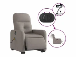 Sillón de salón | Silla | Sillón de masaje eléctrico reclinable elevable tela taupé SHL5914