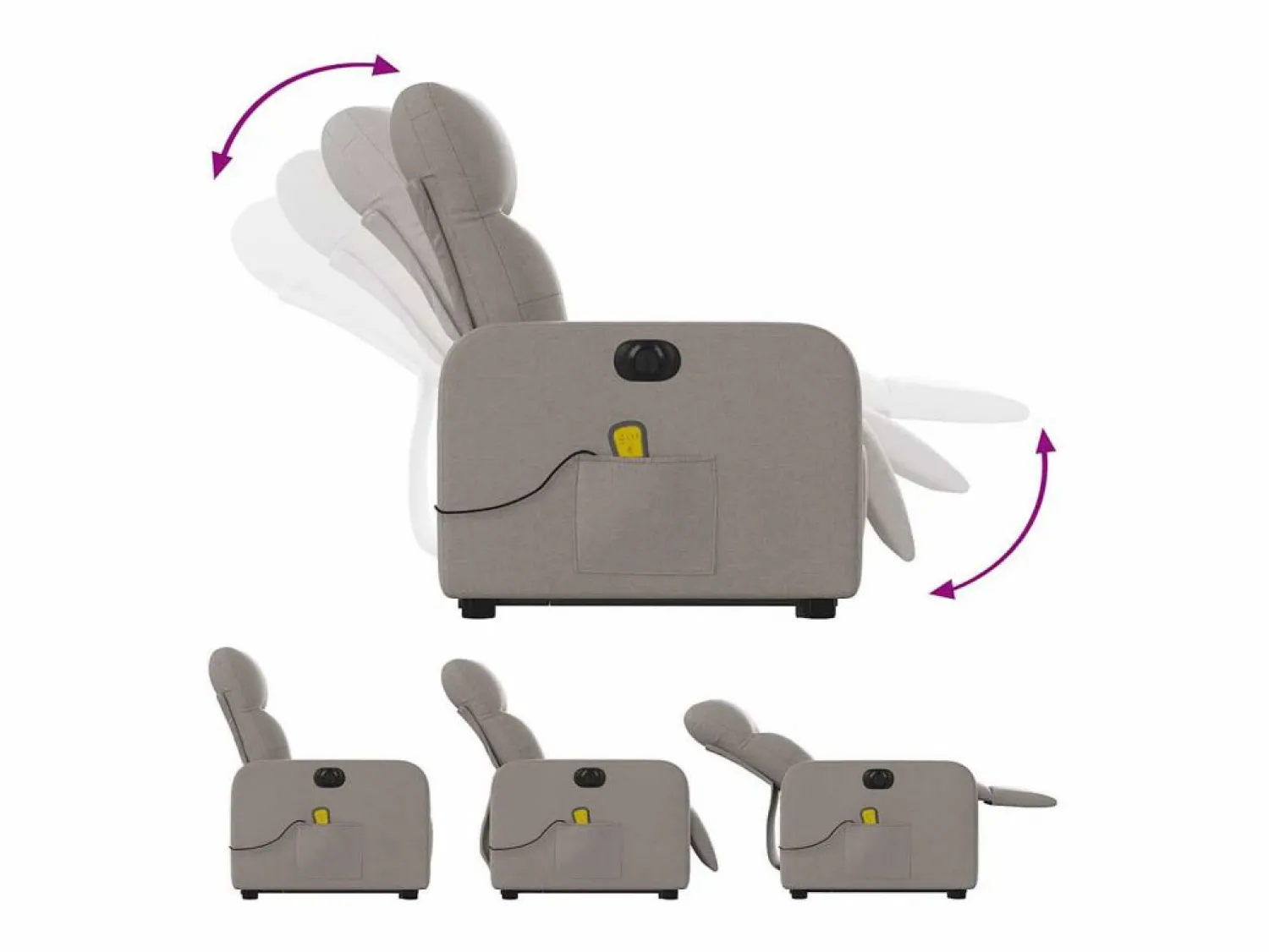 Sillón de salón | Silla | Sillón de masaje eléctrico reclinable elevable tela taupé SHL5914