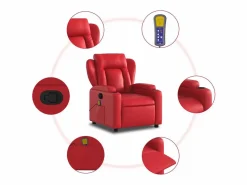 Sillón de salón | Silla | Sillón de masaje reclinable cuero sintético SHL5160 Rojo