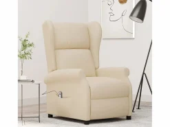 Discount Sillón de salón | Silla | Sillón orejero reclinable eléctrico tela blanco SHL7818 Crema