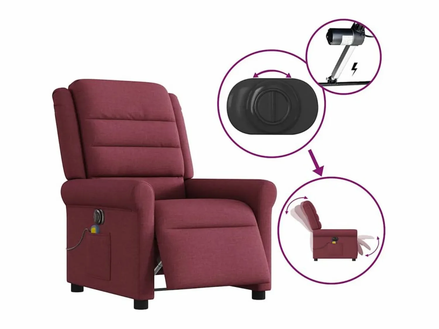 Clearance Sillón de salón | Silla | Sillón de masaje reclinable eléctrico tela tinto SHL7837 Sillón De Masaje