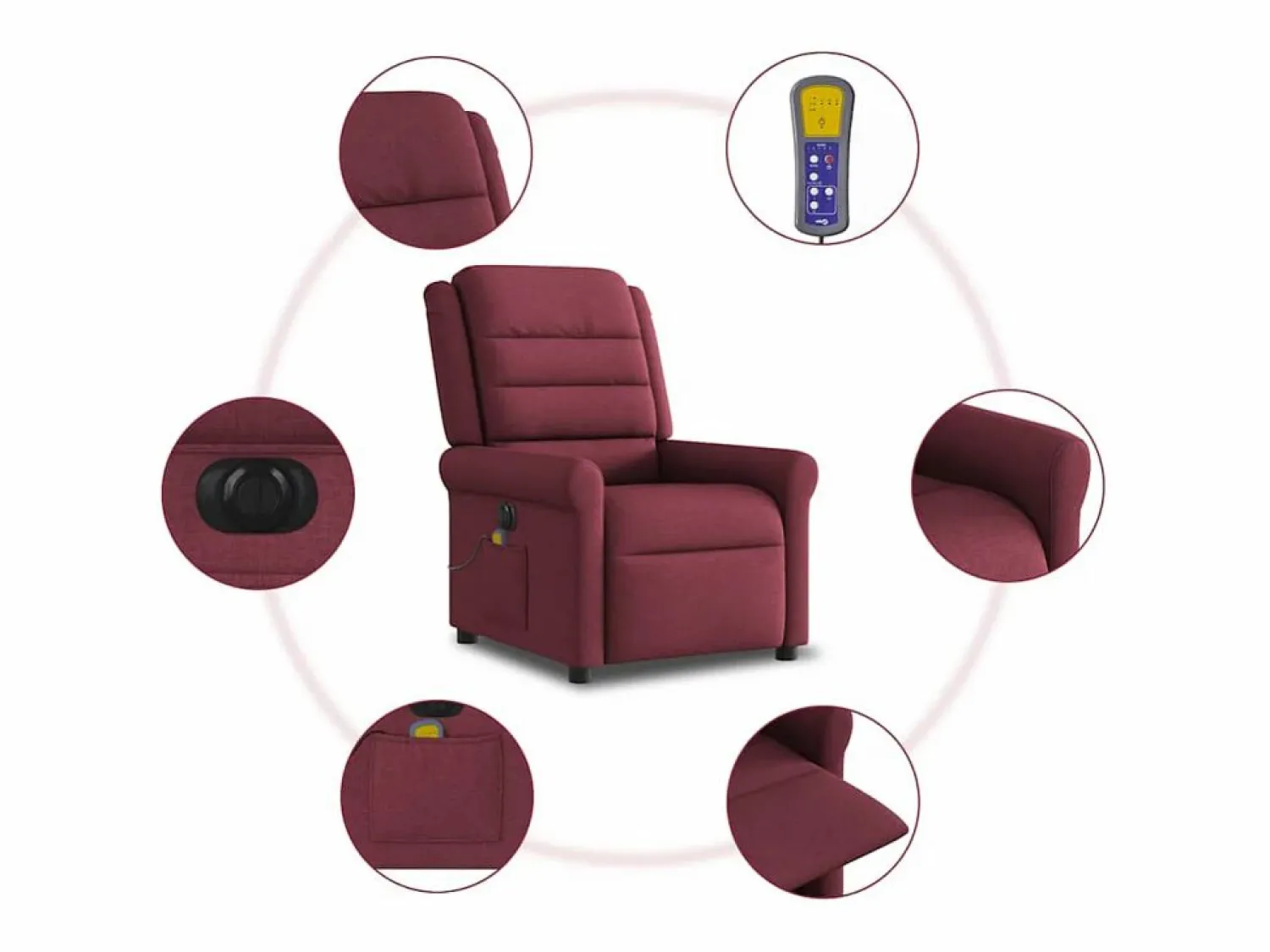 Clearance Sillón de salón | Silla | Sillón de masaje reclinable eléctrico tela tinto SHL7837 Sillón De Masaje