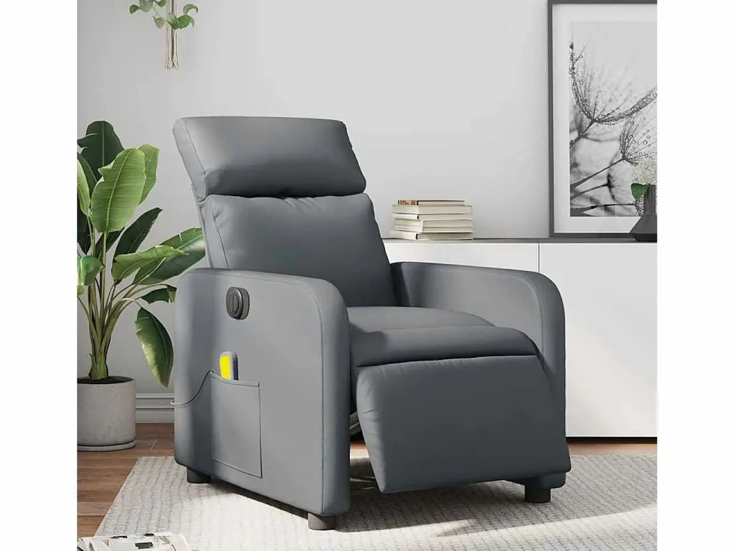 New Sillón de salón | Silla | Sillón de masaje reclinable eléctrico cuero sintético SHL6325 Gris